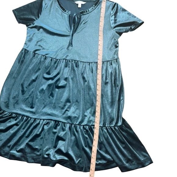 Lauren Conrad Velvet Y2K Babydoll Dress Emerald Green Bow Tie Front Women’s S - Picture 12 of 13